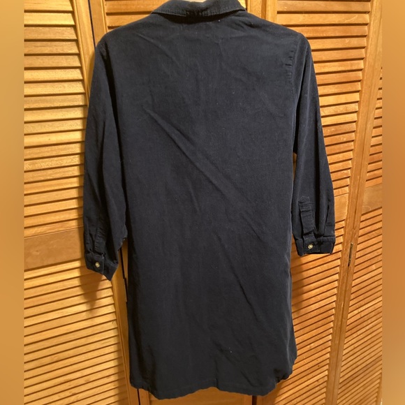 Main-street Blues Navy Blue Corduroy Dress with Tucks on the Front - Picture 2 of 14